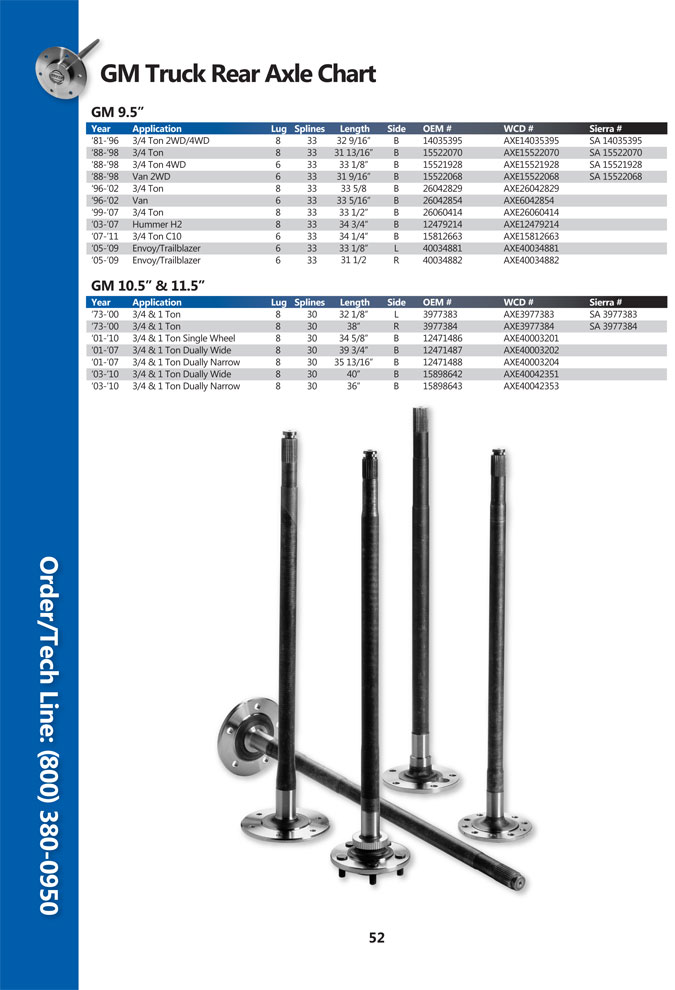 Axle Shafts GM Truck Rear Axles West Coast Differentials