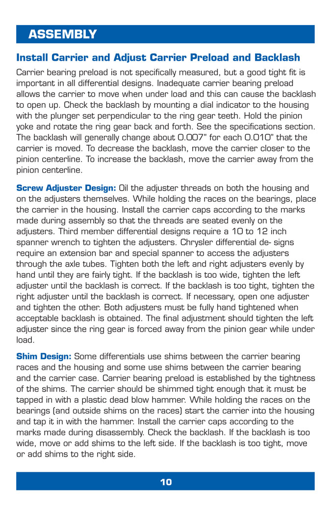Differential Carrier Installation & Adjustment
