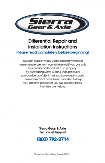 Differential Installation Instructions | West Coast Differentials