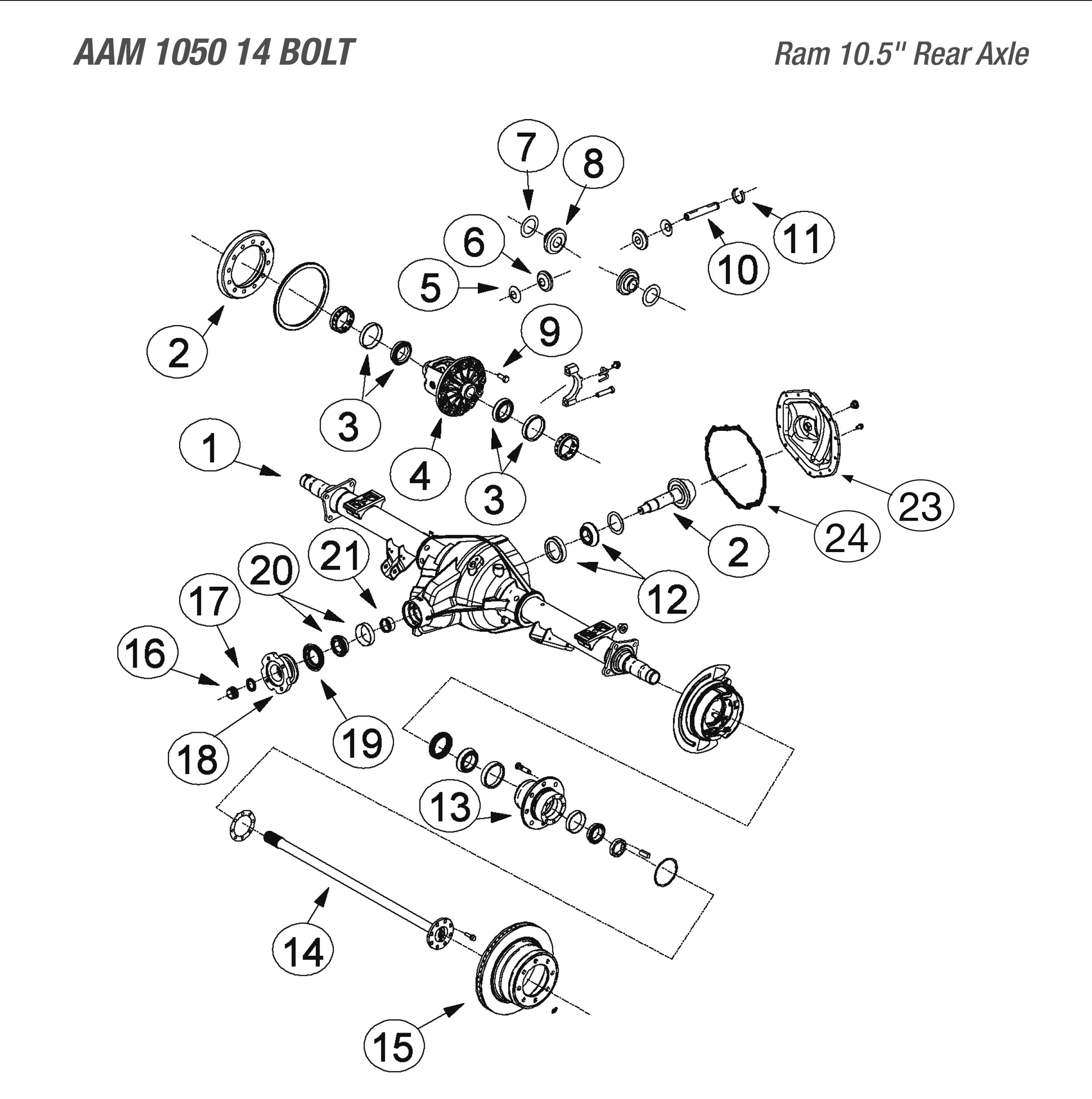 AAM 10.5 Chrysler Rear Exploded View