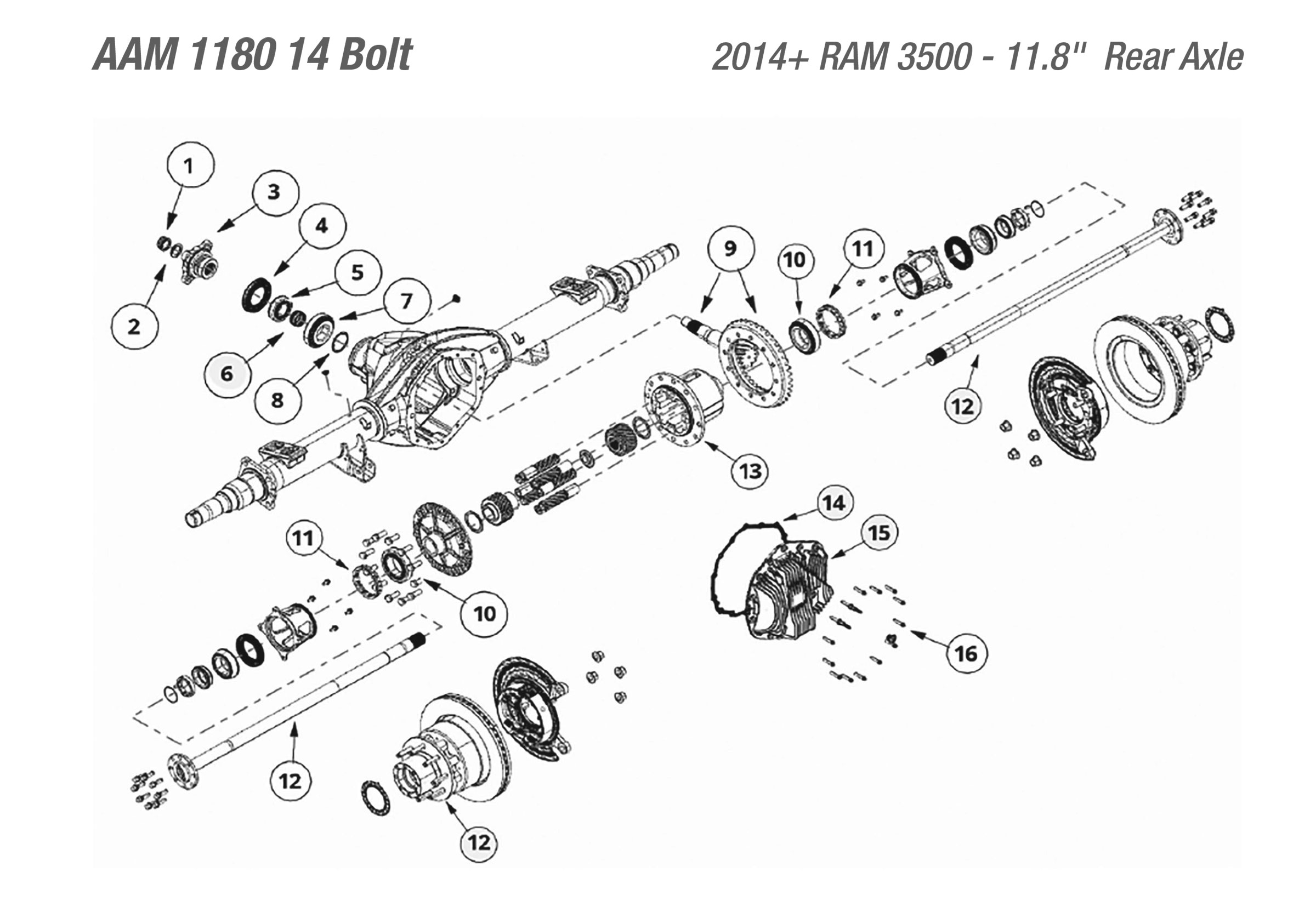 AAM 11.8 Rear Axle Exploded view
