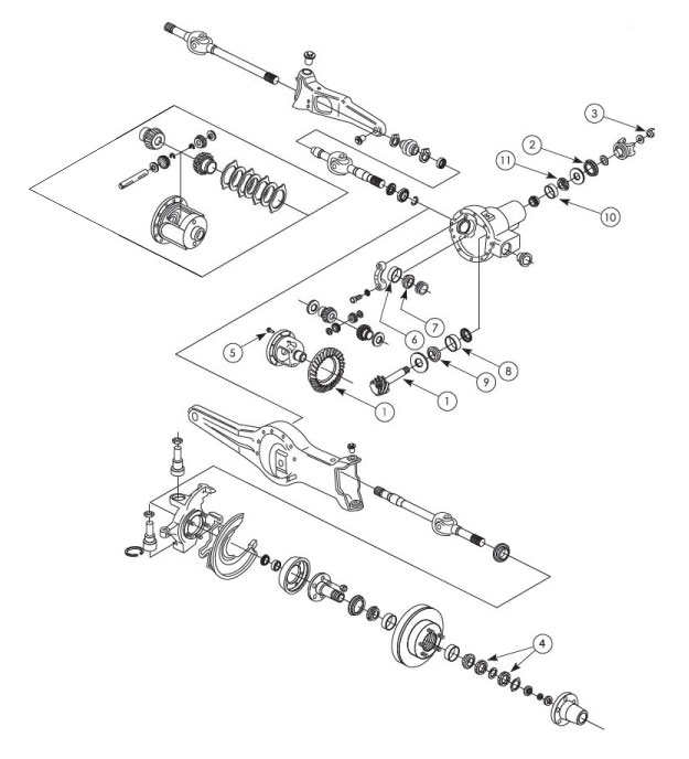 Dana 28 Twin Traction Beam Front Axle - Parts Diagram
