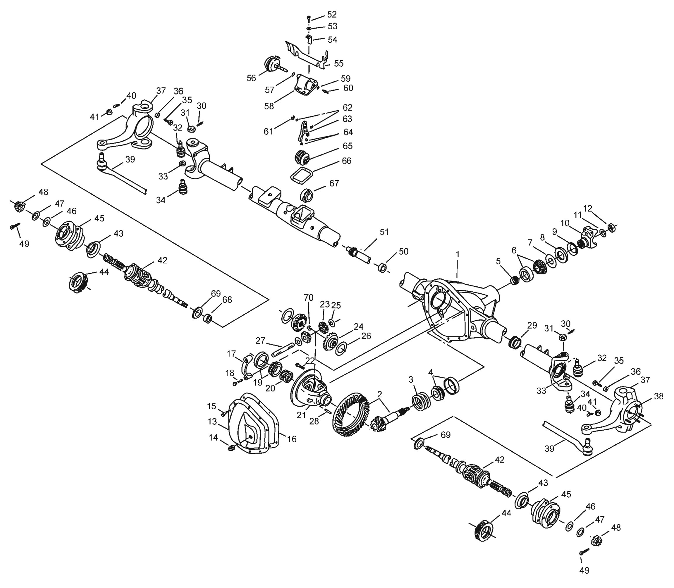 Dana 44 Front Axle Assembly - Parts Diagram