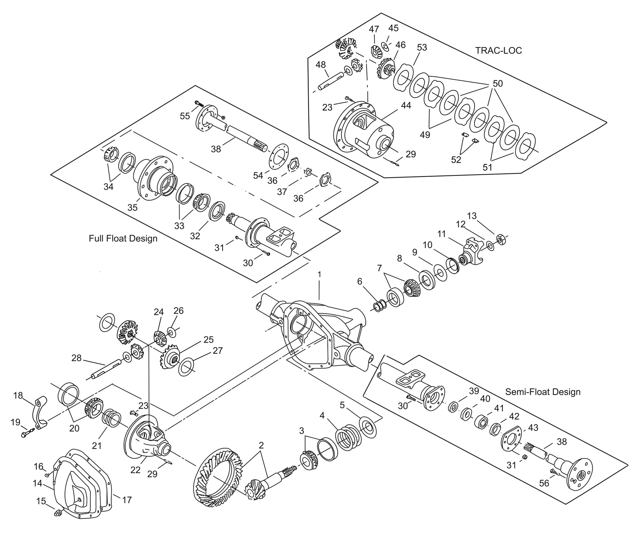 Dana 44 Rear Axle assembly - Parts Diagram