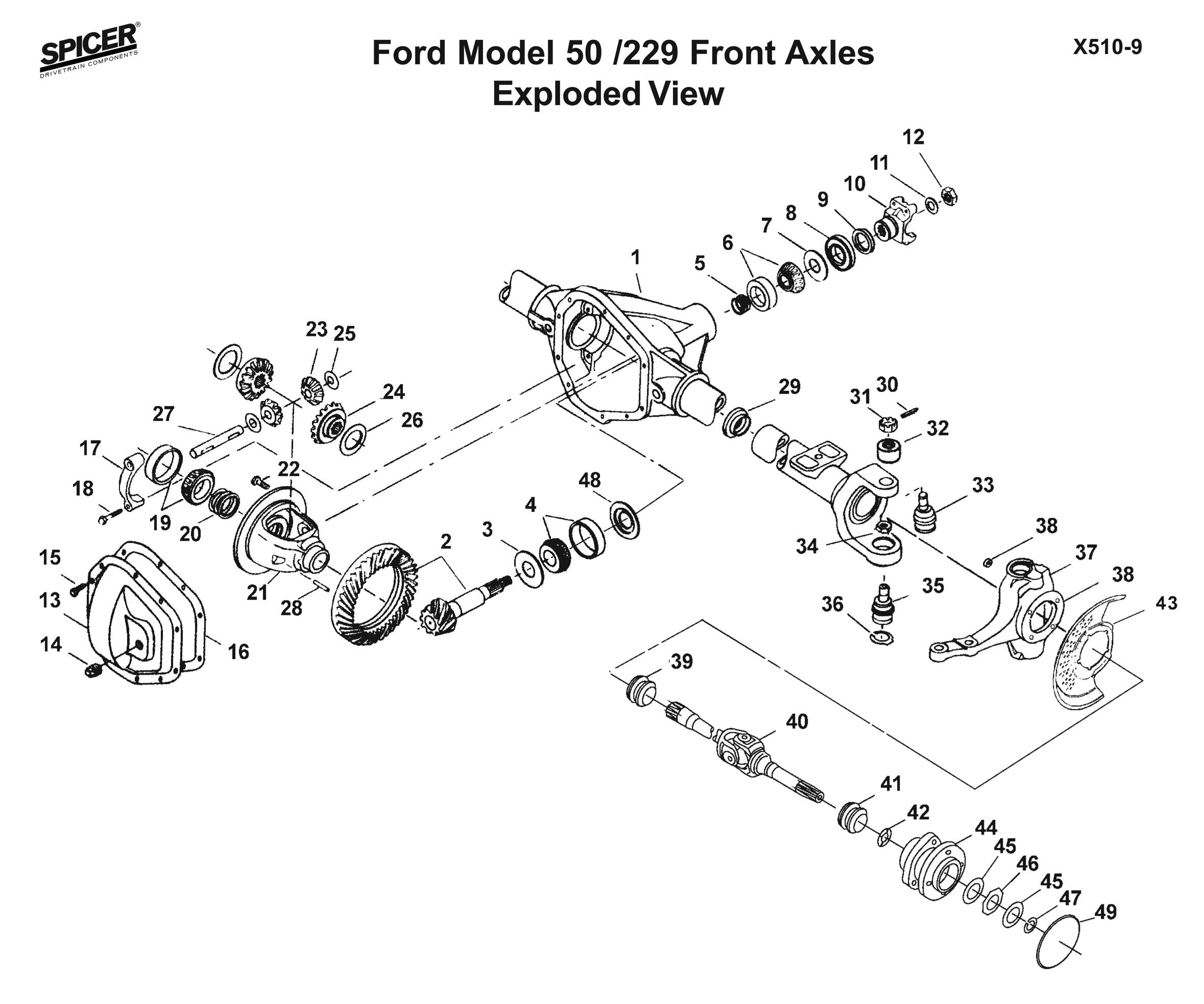 Dana 50 Axle - Parts Diagram