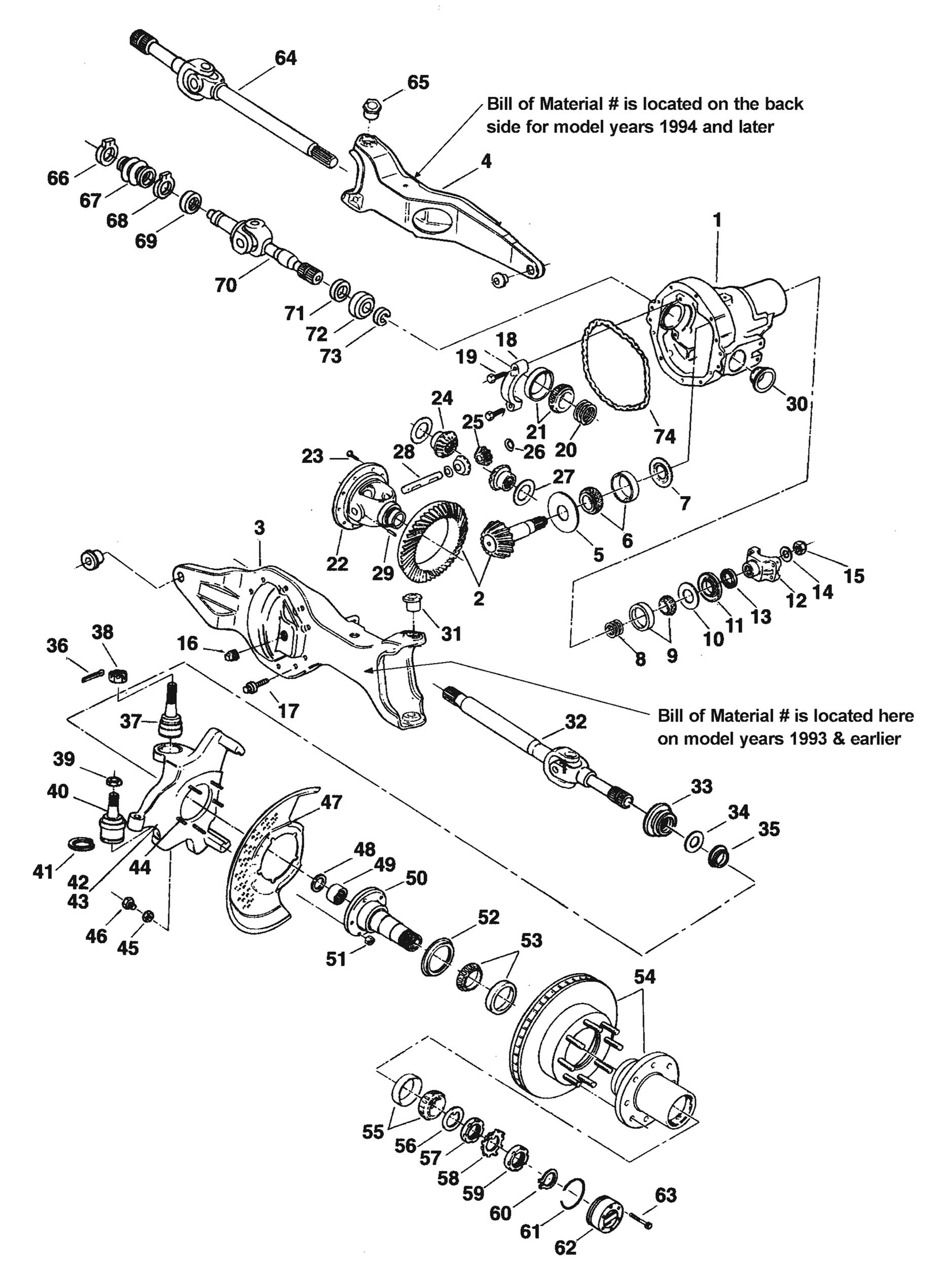 Dana 50 TTB Twin Traction Beam - Parts Diagram