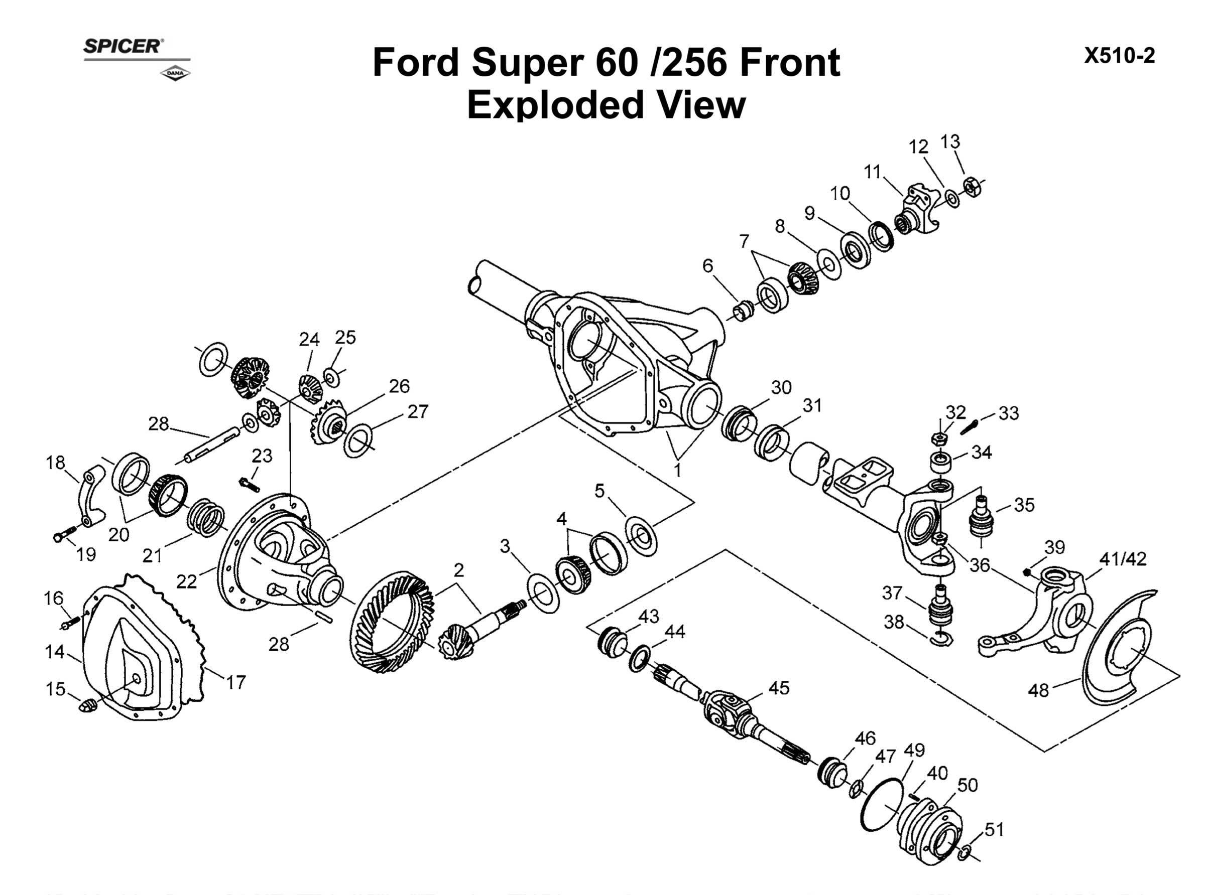 Dana 60 256 Reverse Front F250 F250 Super Duty Axle - Parts Diagram