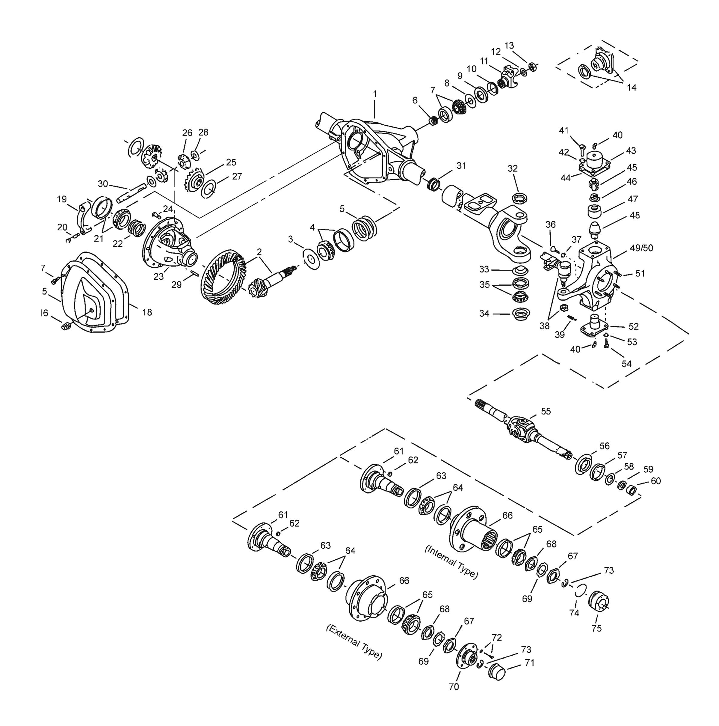 Dana 60 Front Axle - Parts Diagram