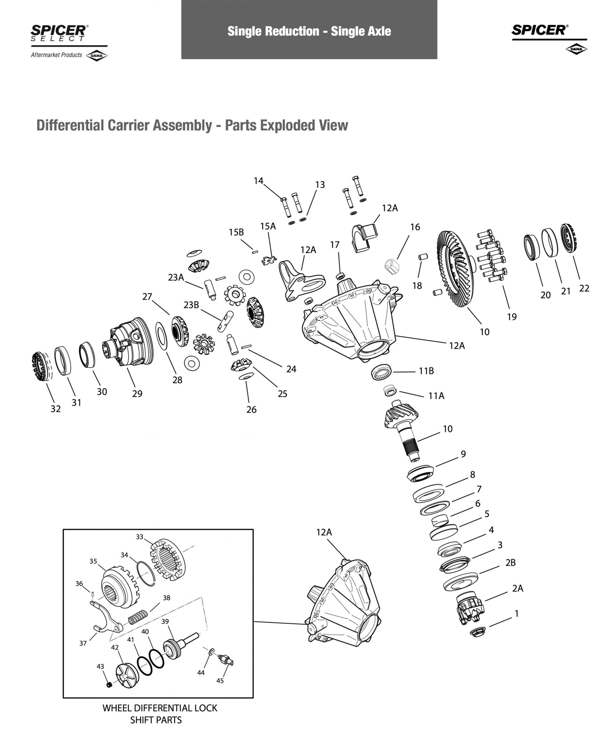 Spicer S110 S135 S150 - Exploded View Parts Diagram