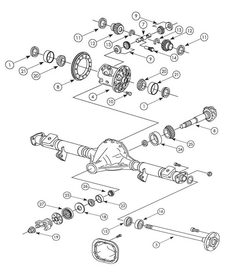 Ford 9.75 Rear Axle - Parts Diagram