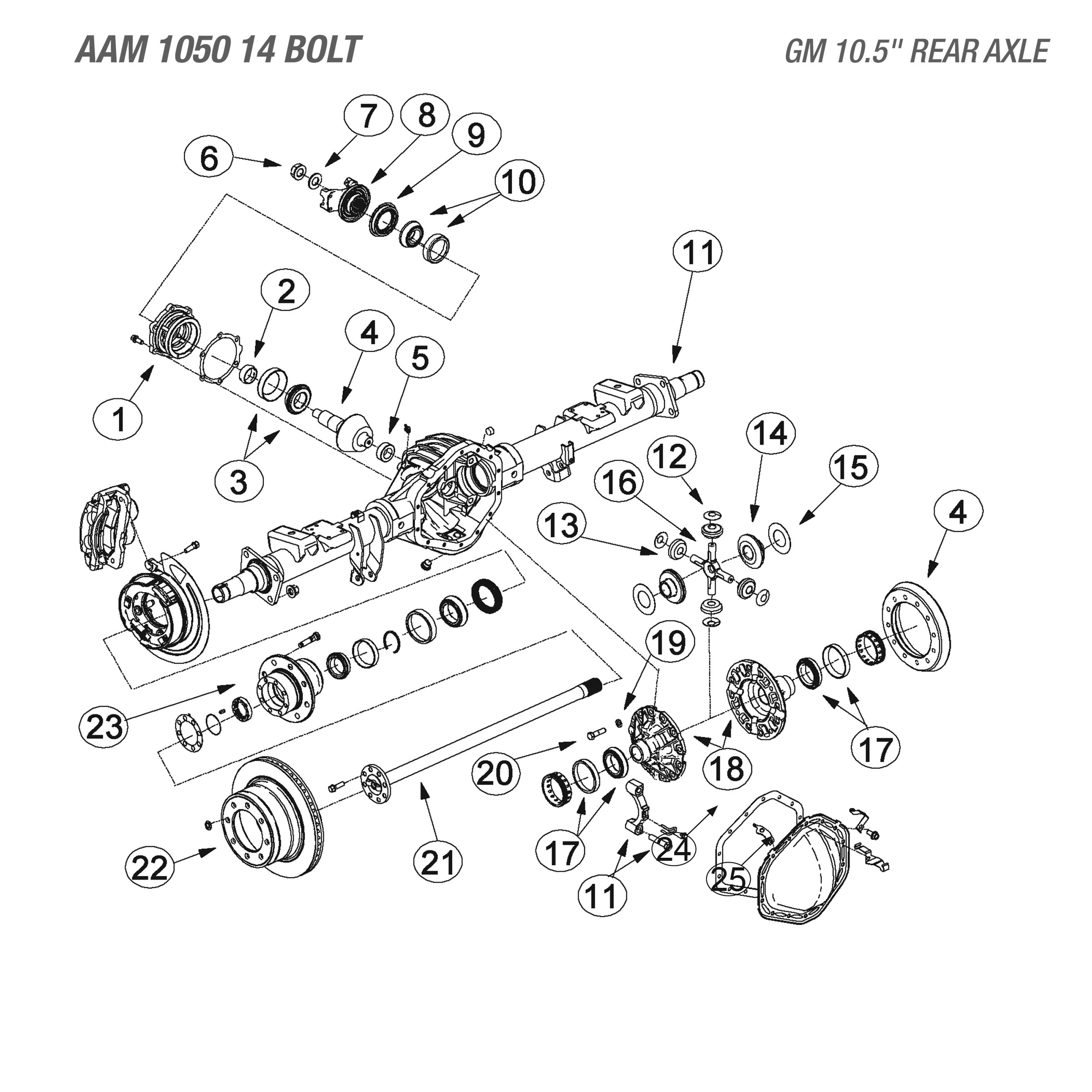 AAM 10.5 Rear Axle - Parts Diagram