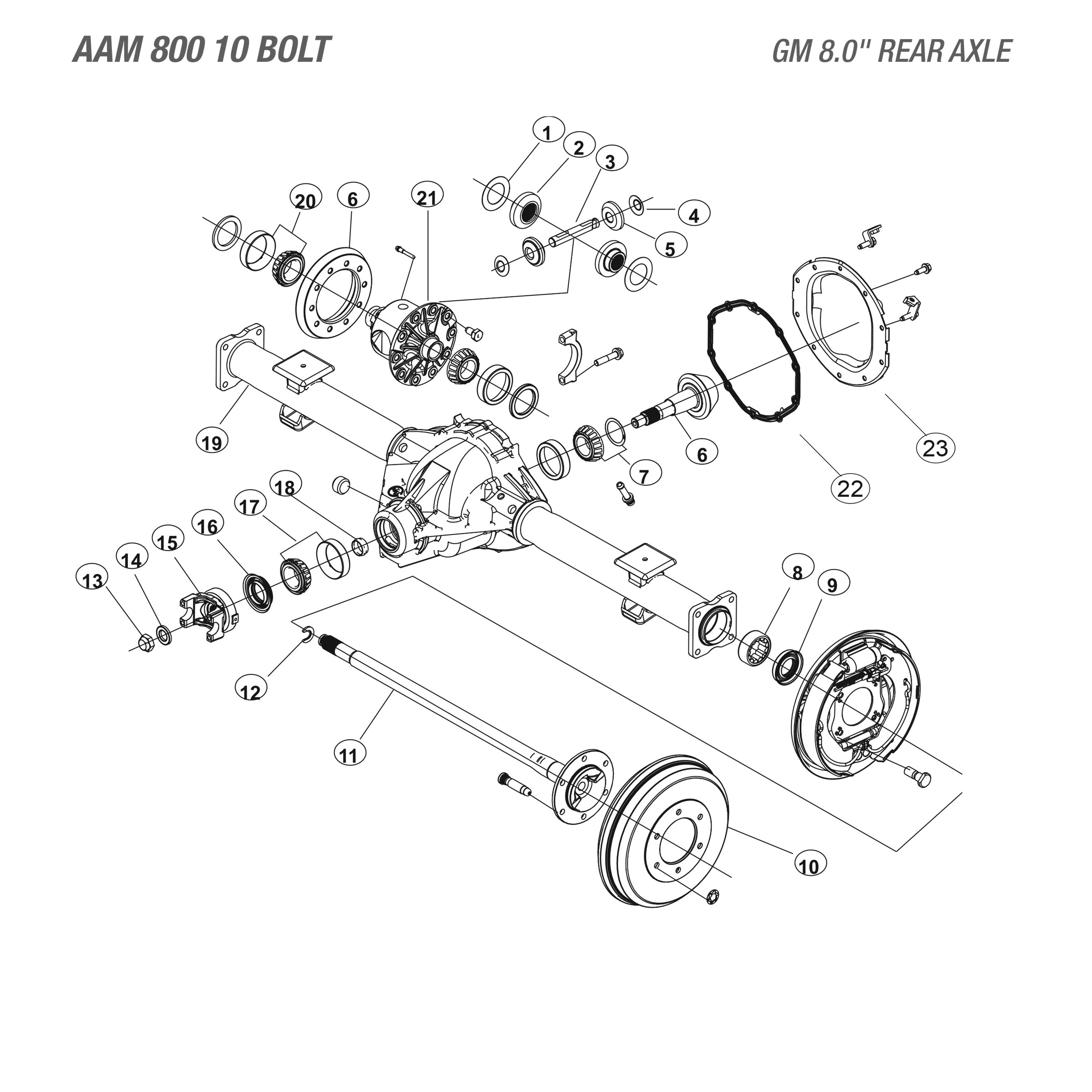 GM 8 Rear Axle - Parts Diagram