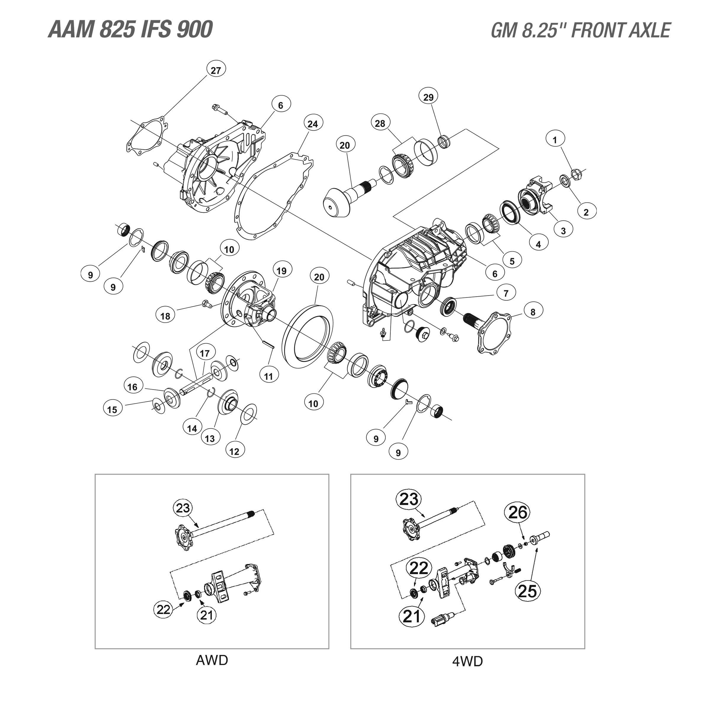 GM 8.25 IFS IFS Front Axle - Parts Diagram