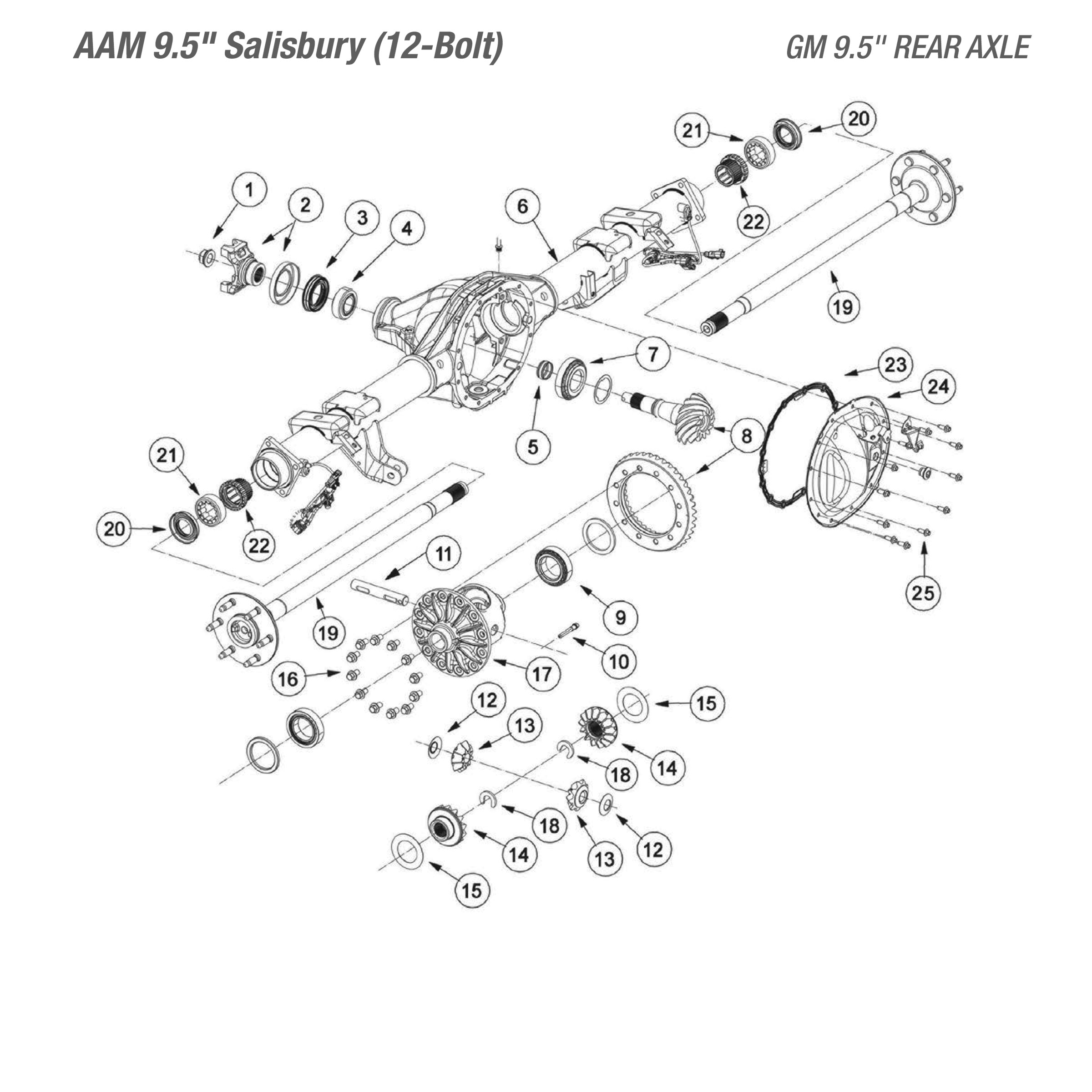 GM 9.5 12 Bolt Rear - Parts Diagram