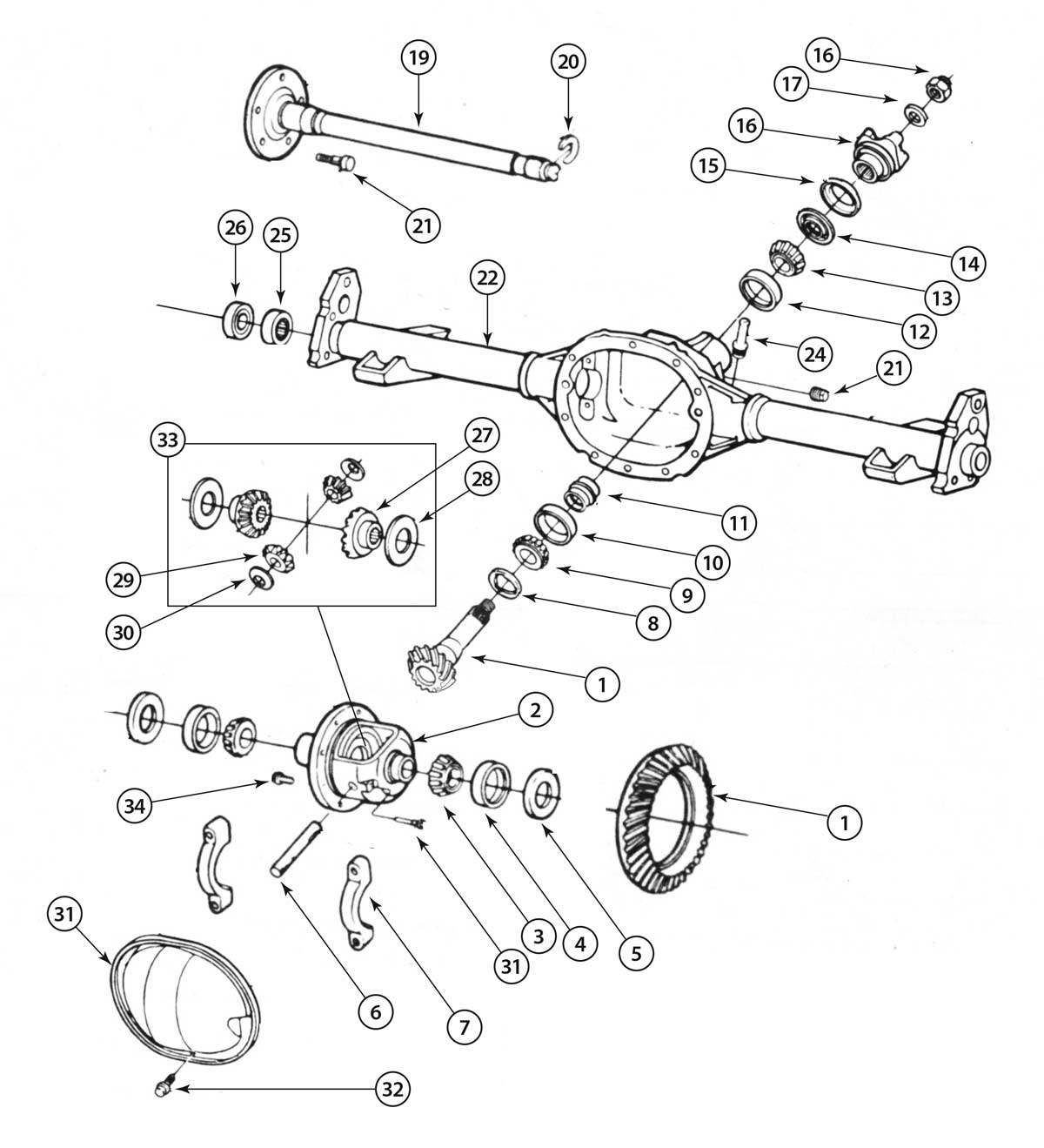 Rear Axle Exploded View - Generic Parts Diagram