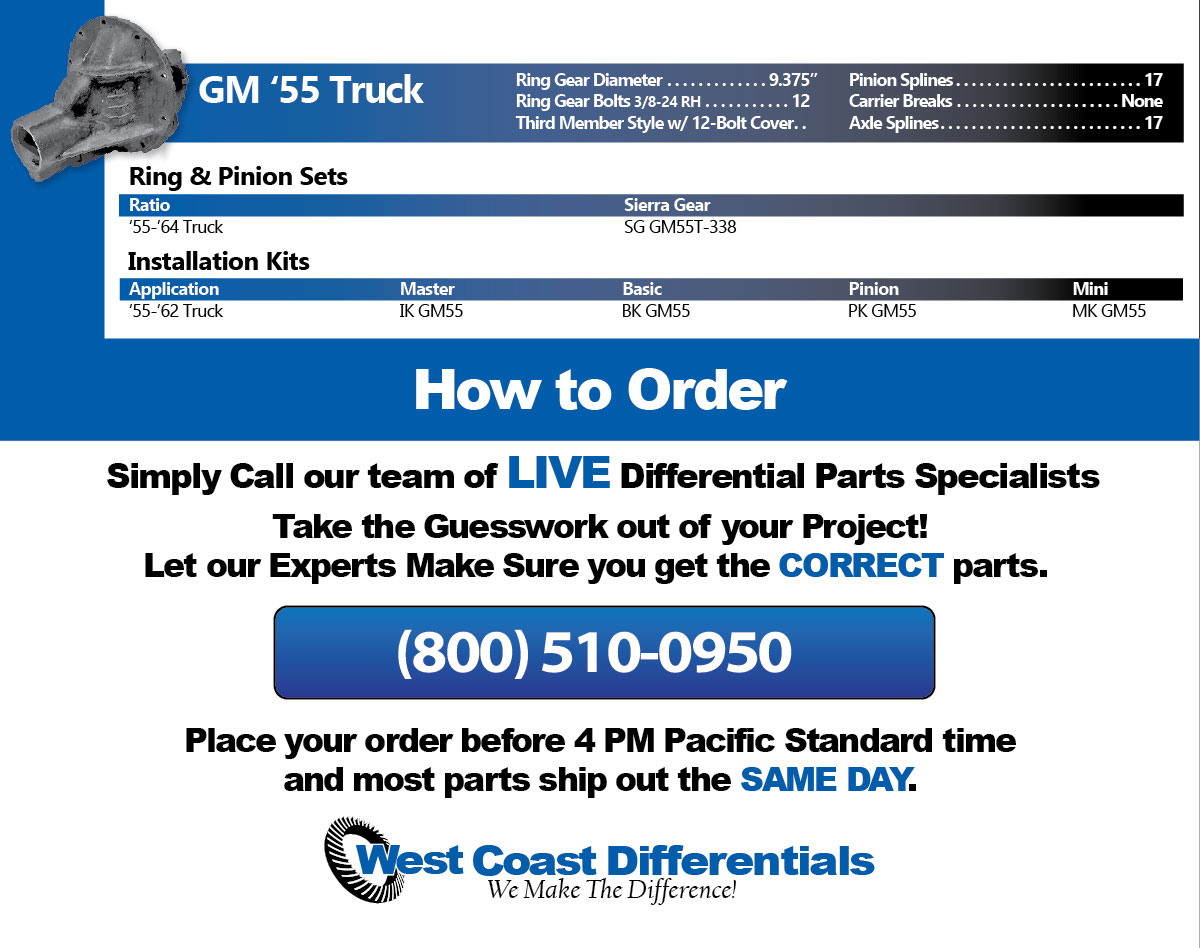 GM 55 Truck Axle - Differential, Ring and Pinion, Gear & Axle Parts Catalog